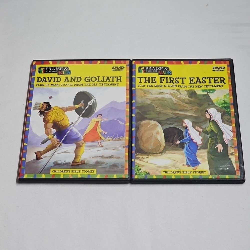 Kids Bible Stories DVD Lot Praise‎ Worship David Goliath Easter 2 Set Animated